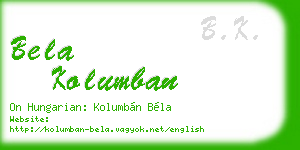bela kolumban business card